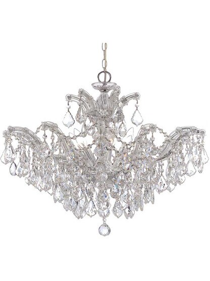 Maria Theresa Large Chandelier Draped in Clear Hand Cut Crystal in Polished Chrome.